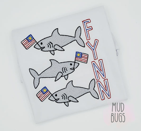 Sharks Embroidery Shirt - MUDBUGSBTQ
