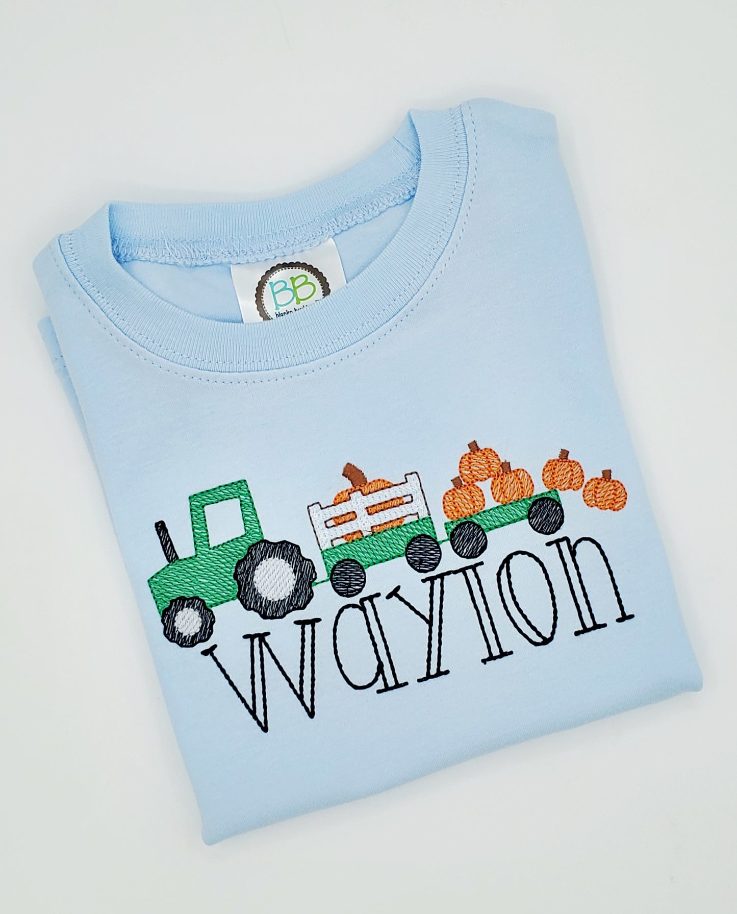 Pumpkin Tractor Embroidery - MUDBUGSBTQ