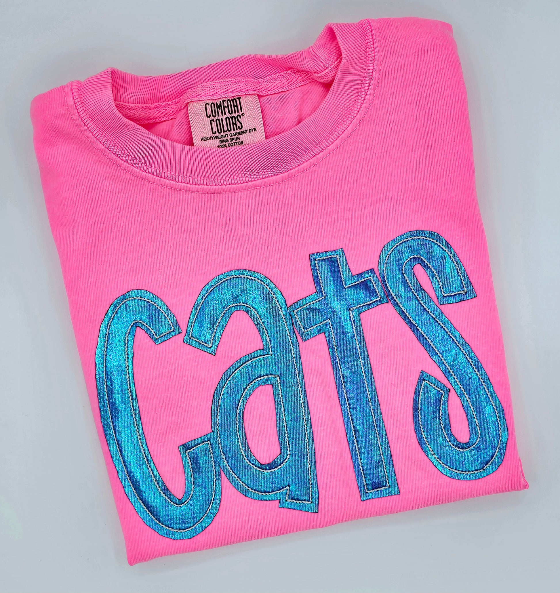 Cats Iridescent Applique Tee - MUDBUGSBTQ
