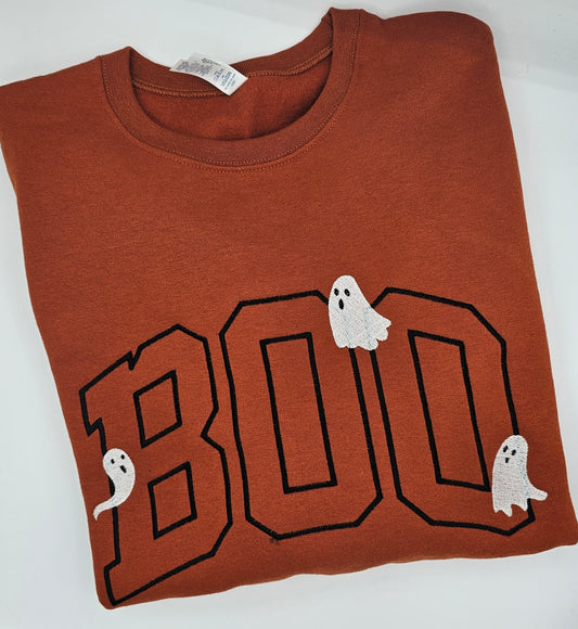 Boo Embroidered Sweatshirt - MUDBUGSBTQ