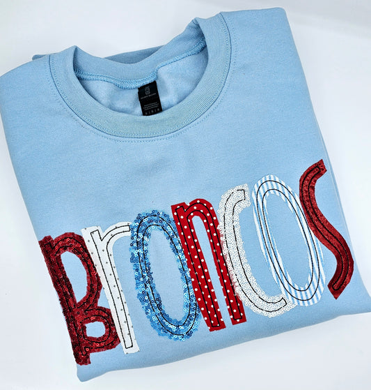 Broncos Applique Sweatshirt - MUDBUGSBTQ