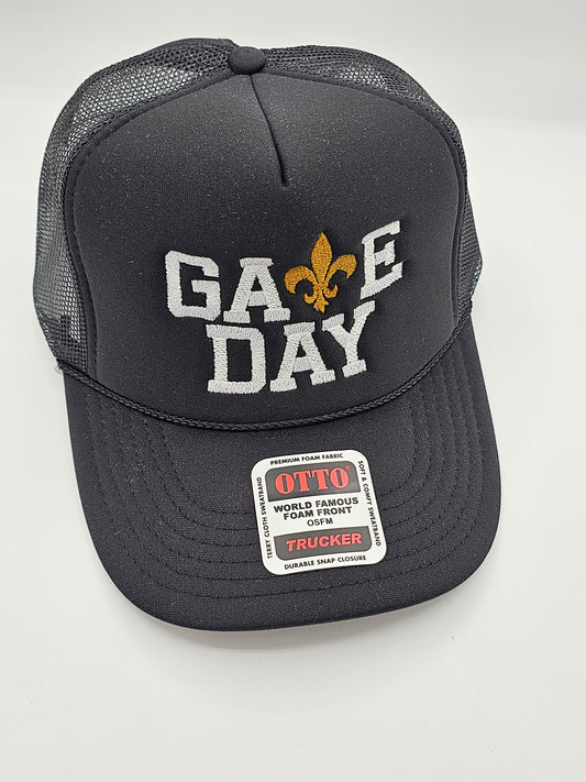 Black & Gold Game Day Trucker Hat - MUDBUGSBTQ