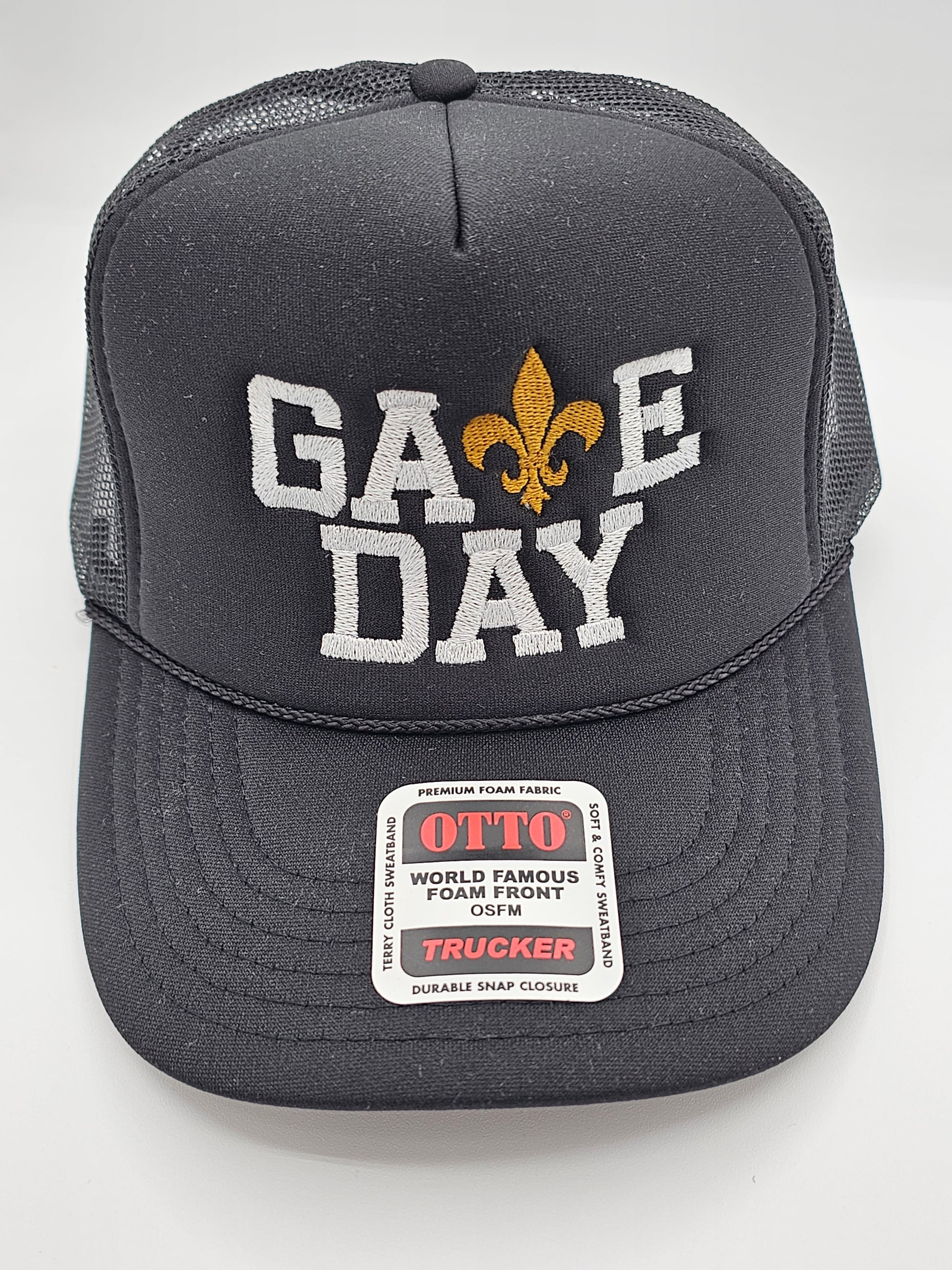 Black & Gold Game Day Trucker Hat - MUDBUGSBTQ