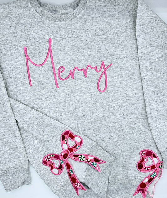 Merry Side Bow Sweatshirt - MUDBUGSBTQ