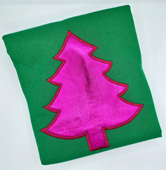 Pink Christmas Tree Sweatshirt - MUDBUGSBTQ
