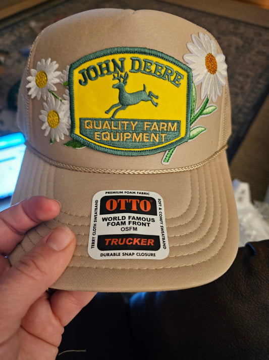 John Deer Flower (high profile) Trucker Hat - MUDBUGSBTQ
