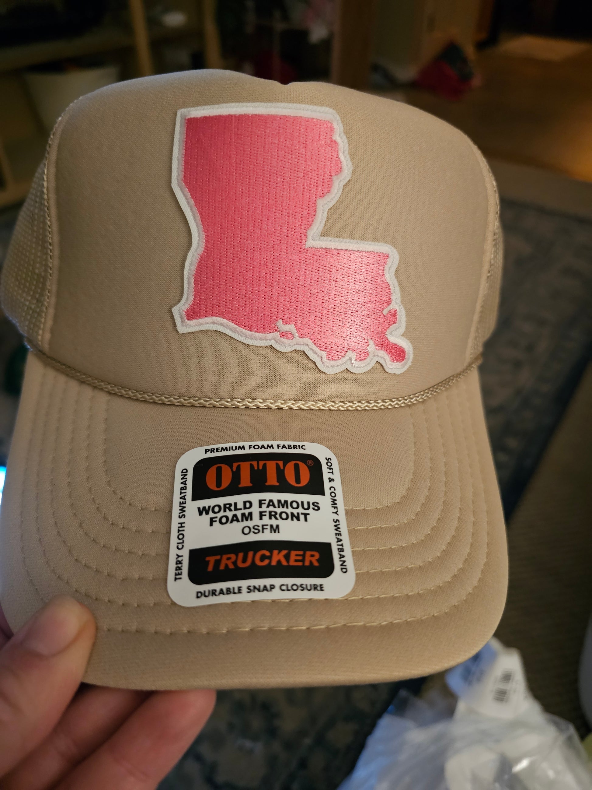 Pink Louisiana (mid profile) Trucker Hat - MUDBUGSBTQ
