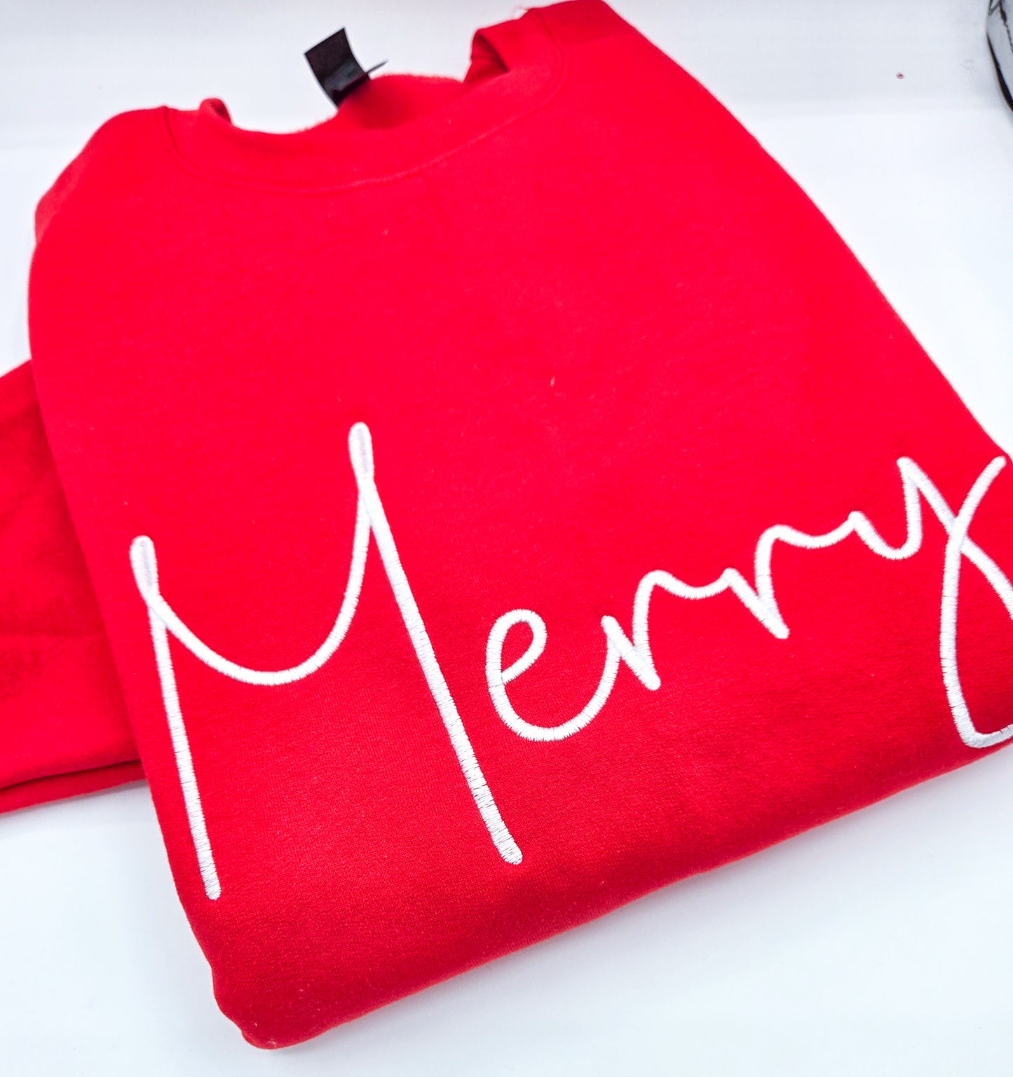 Red Merry Embroidered Sweatshirt - MUDBUGSBTQ