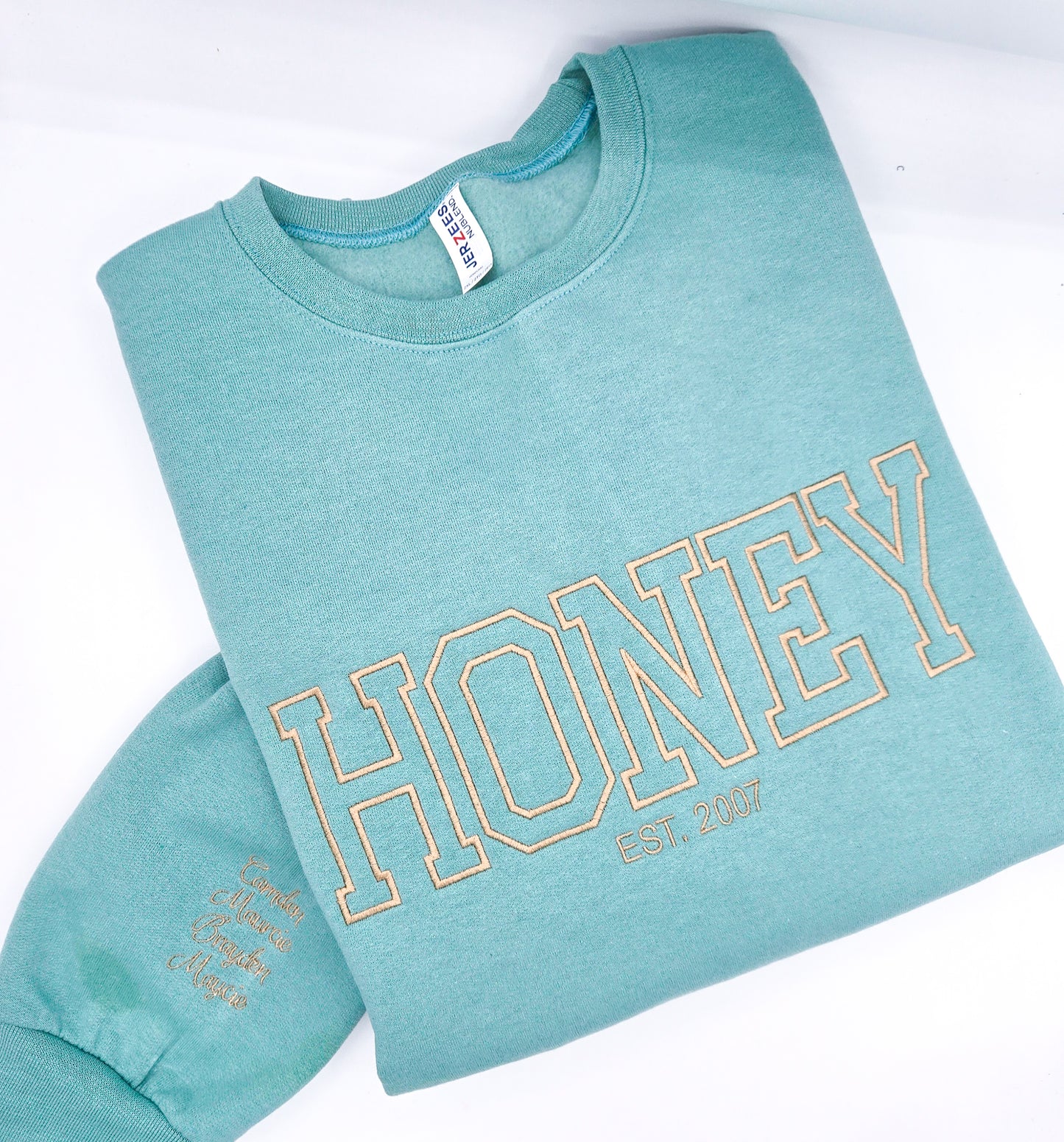 Custom Name Est. with Names on Sleeve Sweatshirt