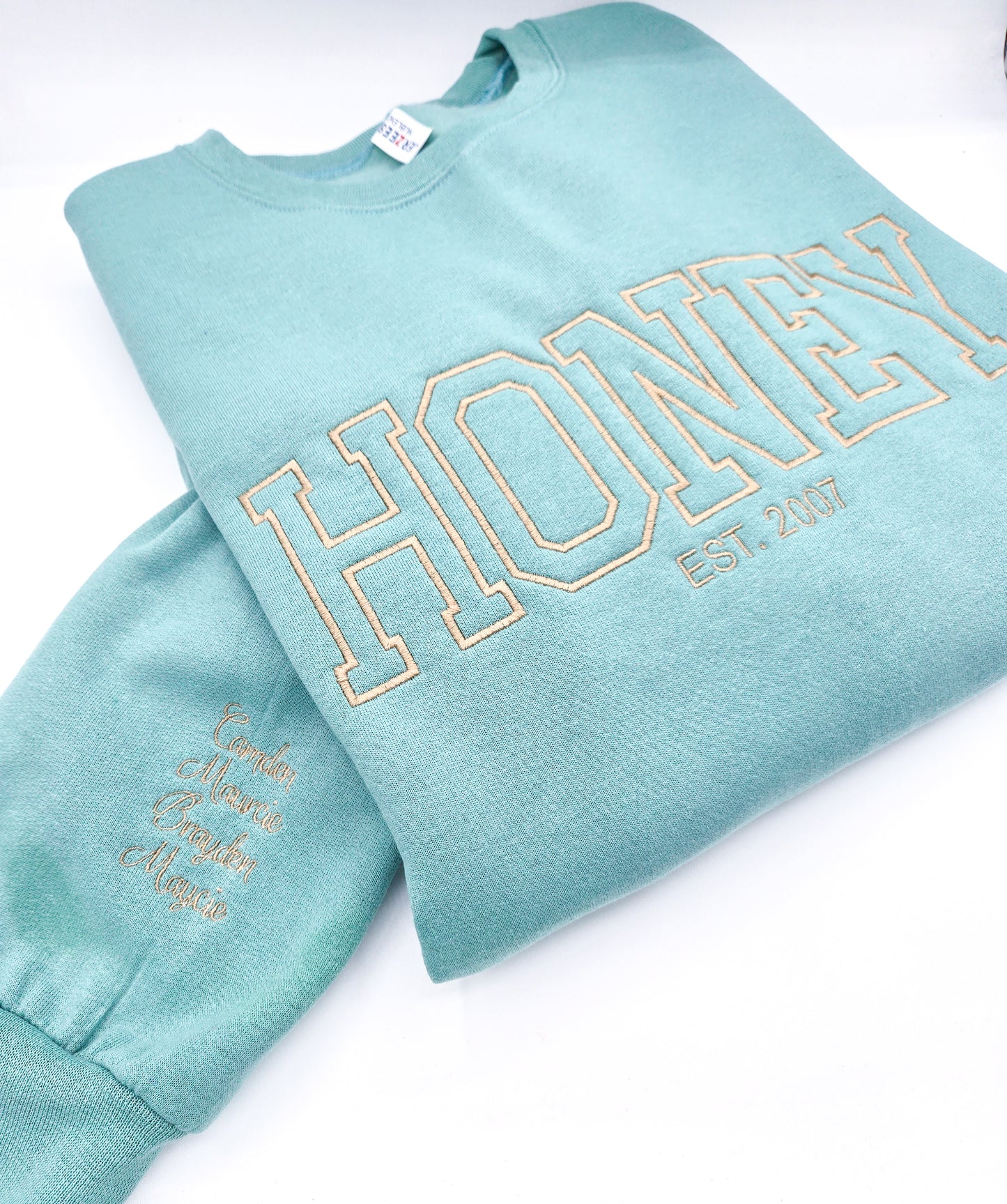Custom Name Est. with Names on Sleeve Sweatshirt