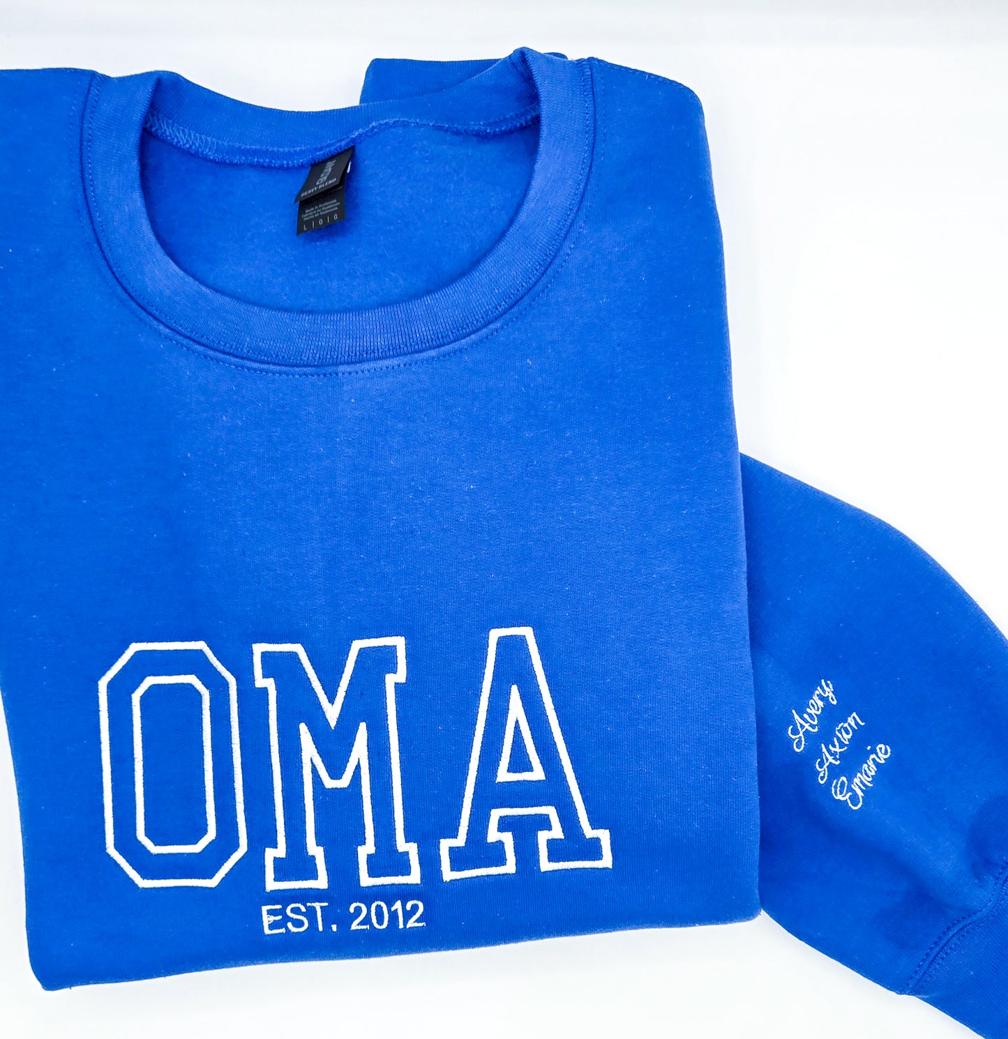 Custom Name Est. with Names on Sleeve Sweatshirt