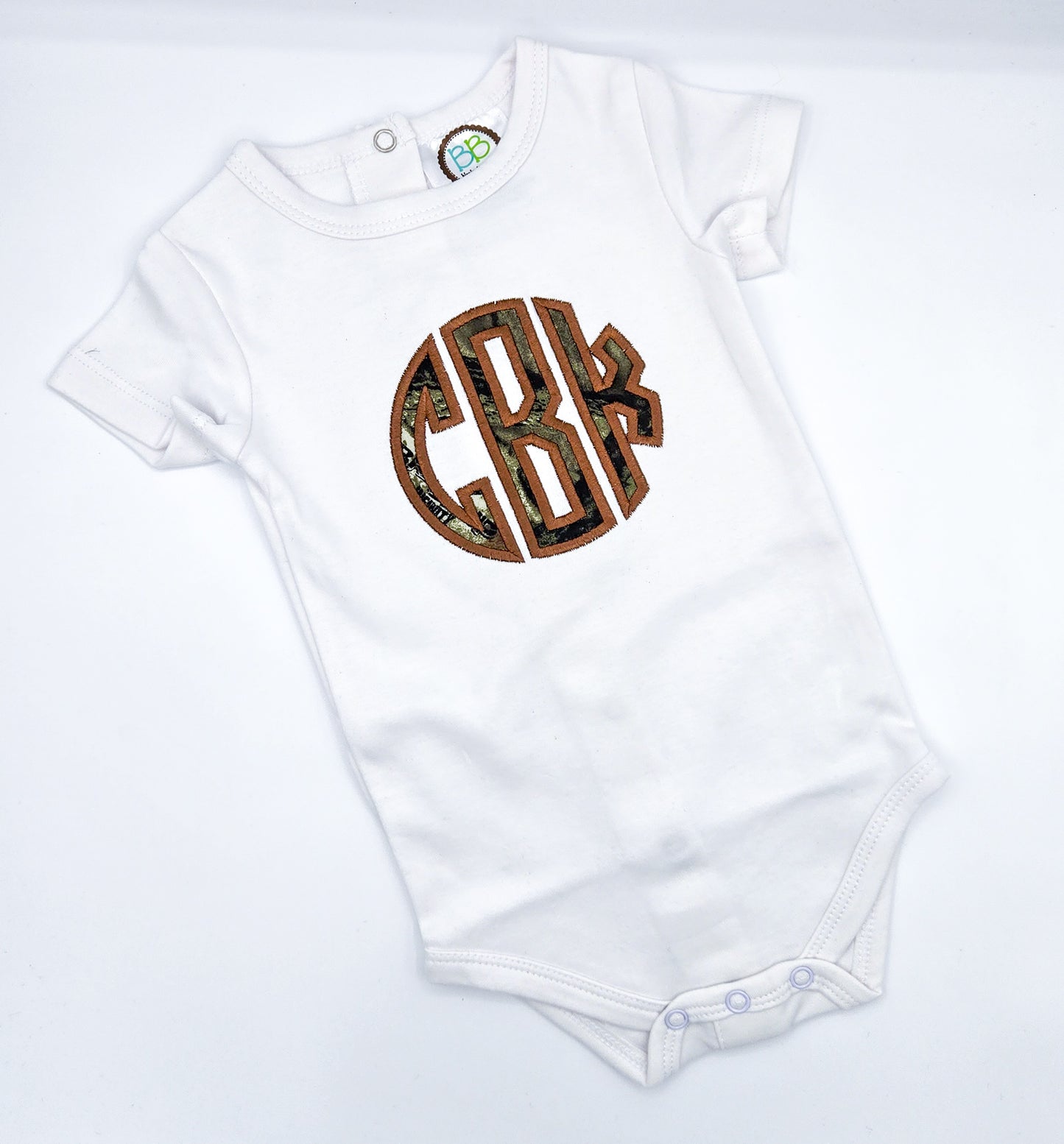 Camo Circle Monogram Onesie