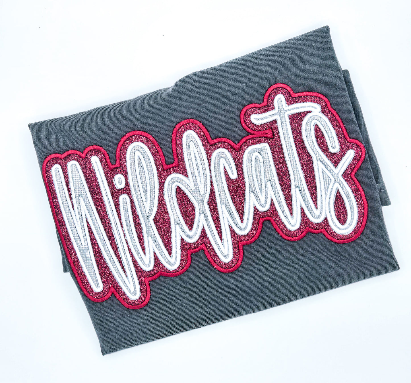Wildcats (maroon & silver) Double Applique Tee - MUDBUGSBTQ