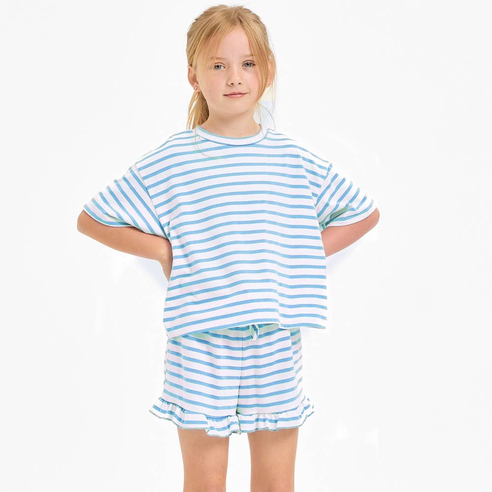 Stripe Crop Top & Ruffle Short Set - MUDBUGSBTQ