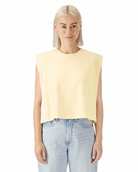 Golden L Embroidered Muscle Tank β Cream