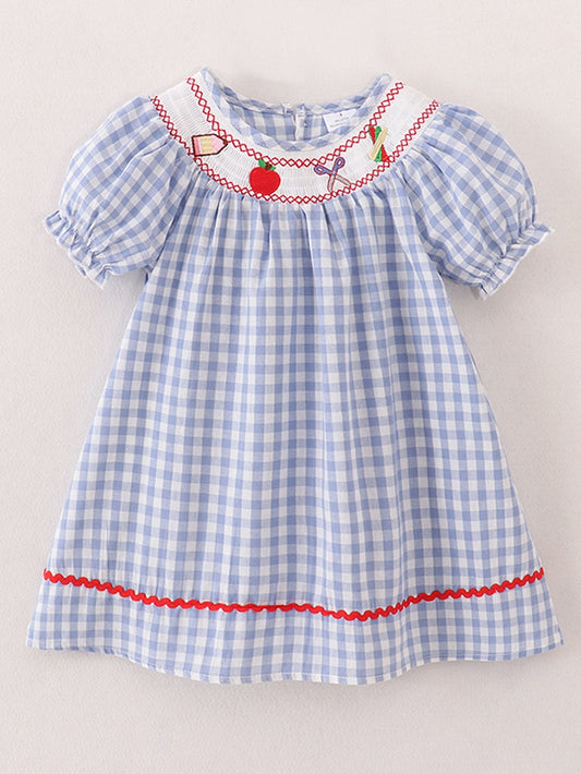 Smocked Pencil Apple Embroidered Dress - MUDBUGSBTQ