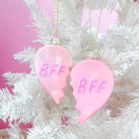 Glittered Bff Heart Christmas Ornament Set - MUDBUGSBTQ