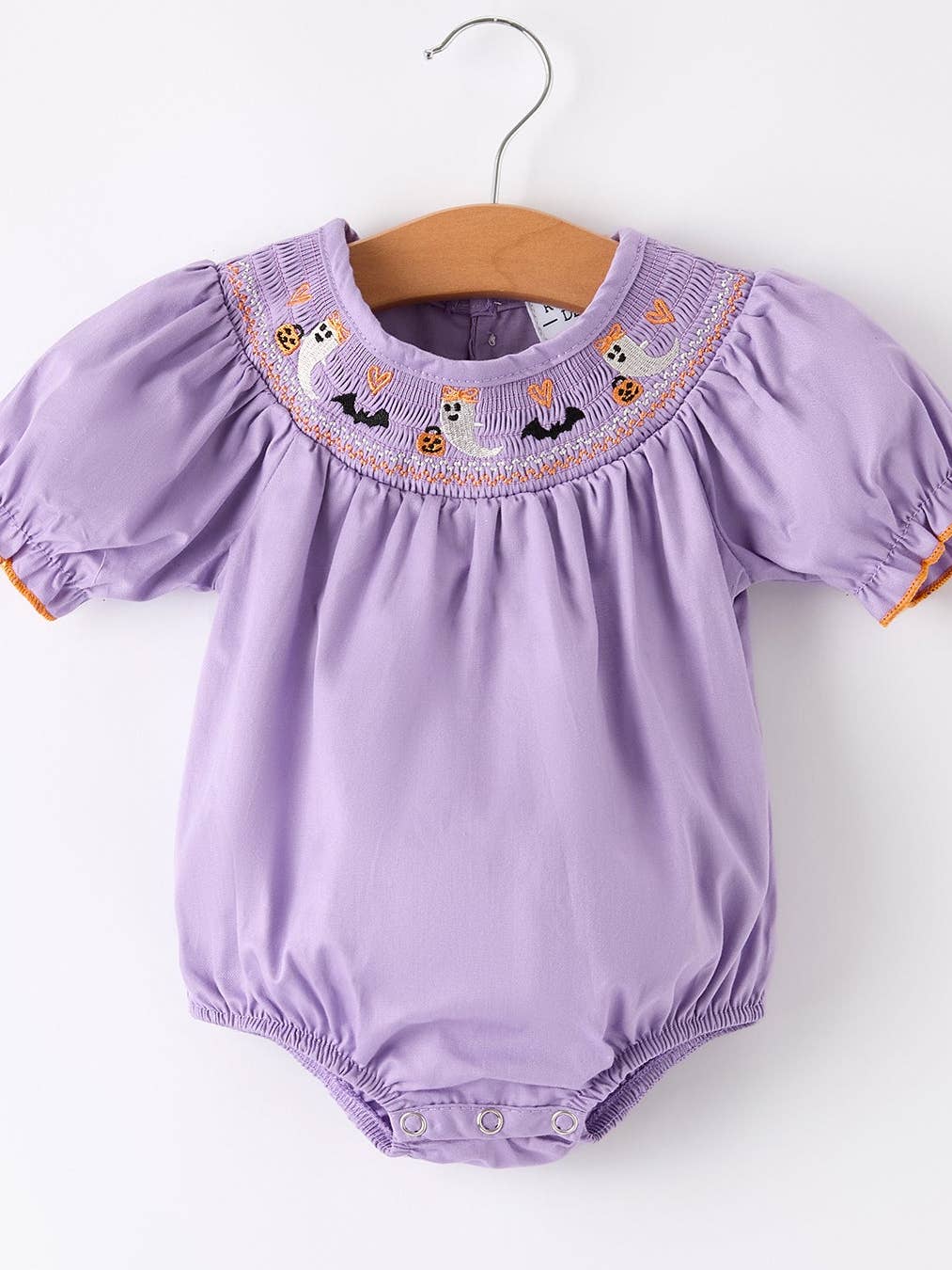 Purple Halloween Smocked Romper - MUDBUGSBTQ