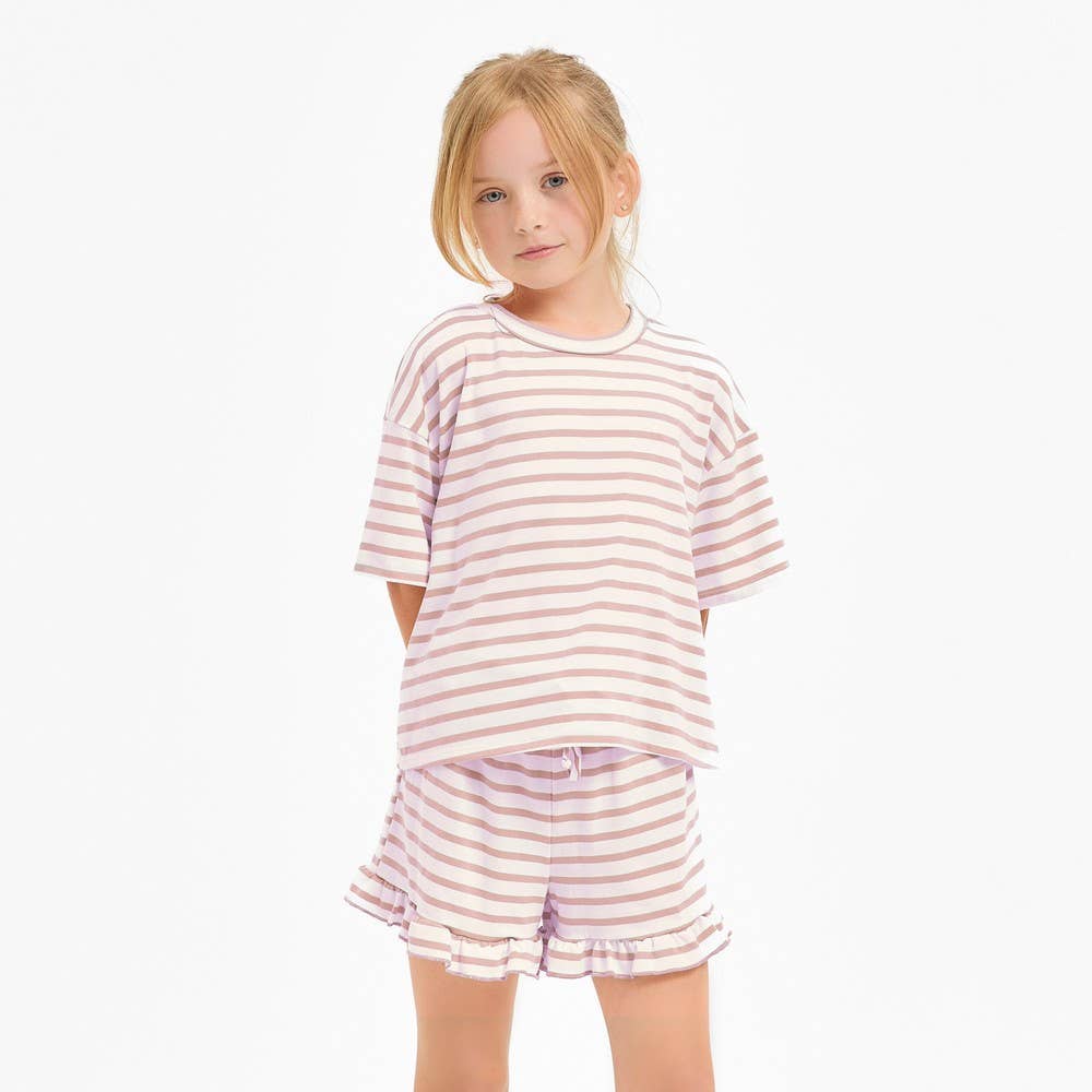 Stripe Crop Top & Ruffle Short Set - MUDBUGSBTQ