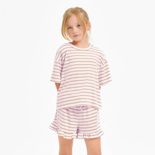 Stripe Crop Top & Ruffle Short Set - MUDBUGSBTQ