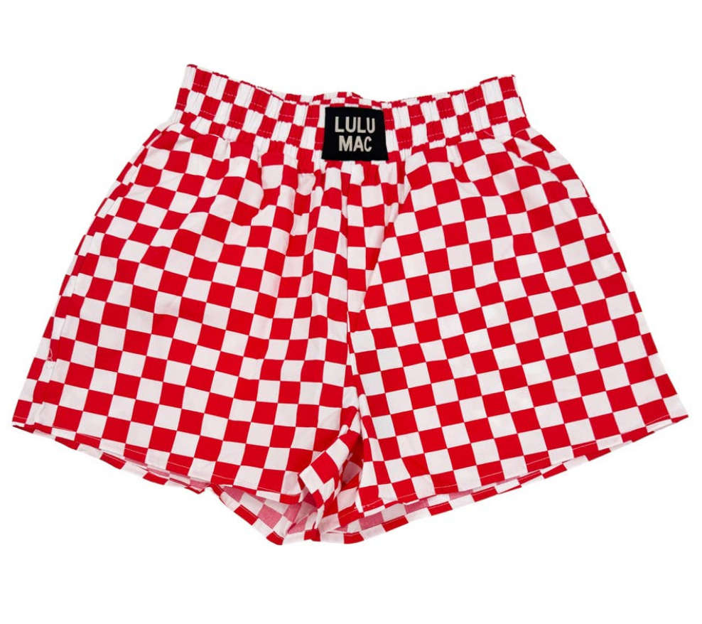 Red & White Checkered Lulu Mac Shorts