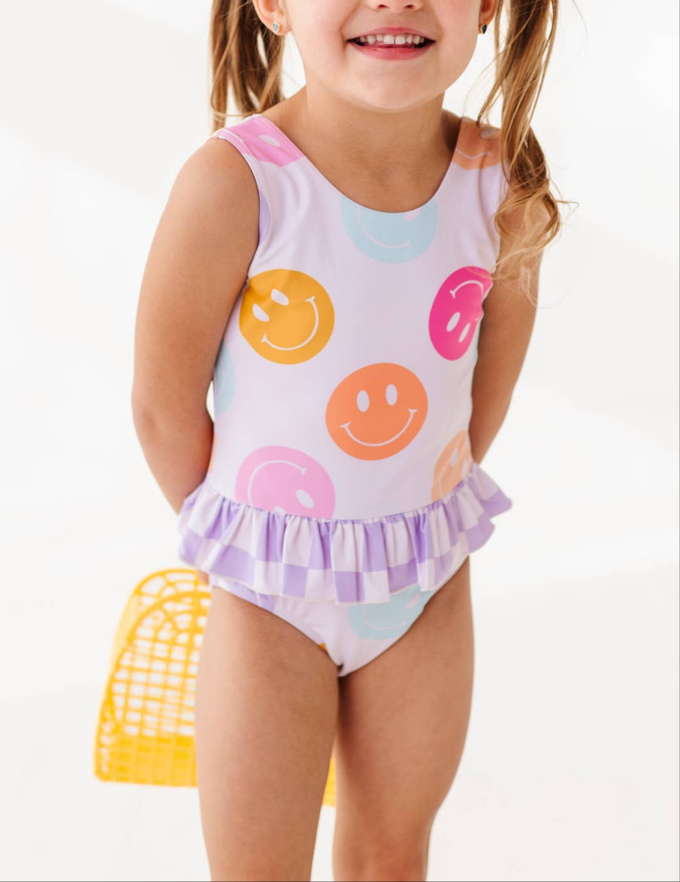 Smilies + Check Ruffle One Piece - MUDBUGSBTQ