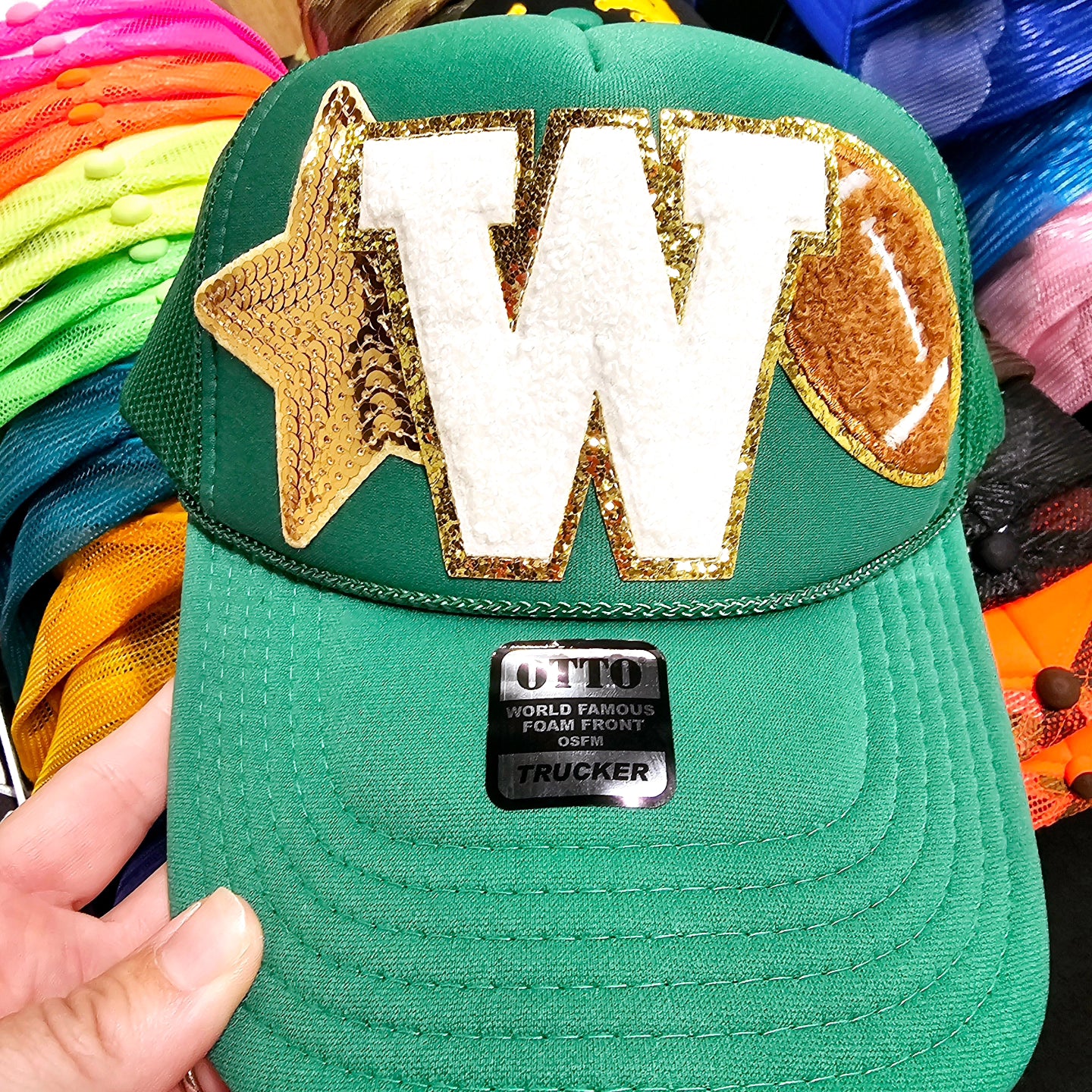 Green Wildcat Football (mid profile) Trucker Hat - MUDBUGSBTQ