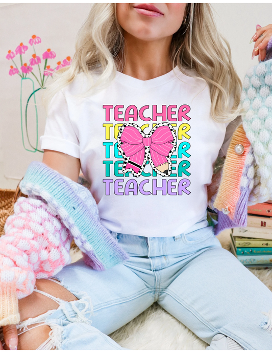 Teacher Bow Tee - MUDBUGSBTQ