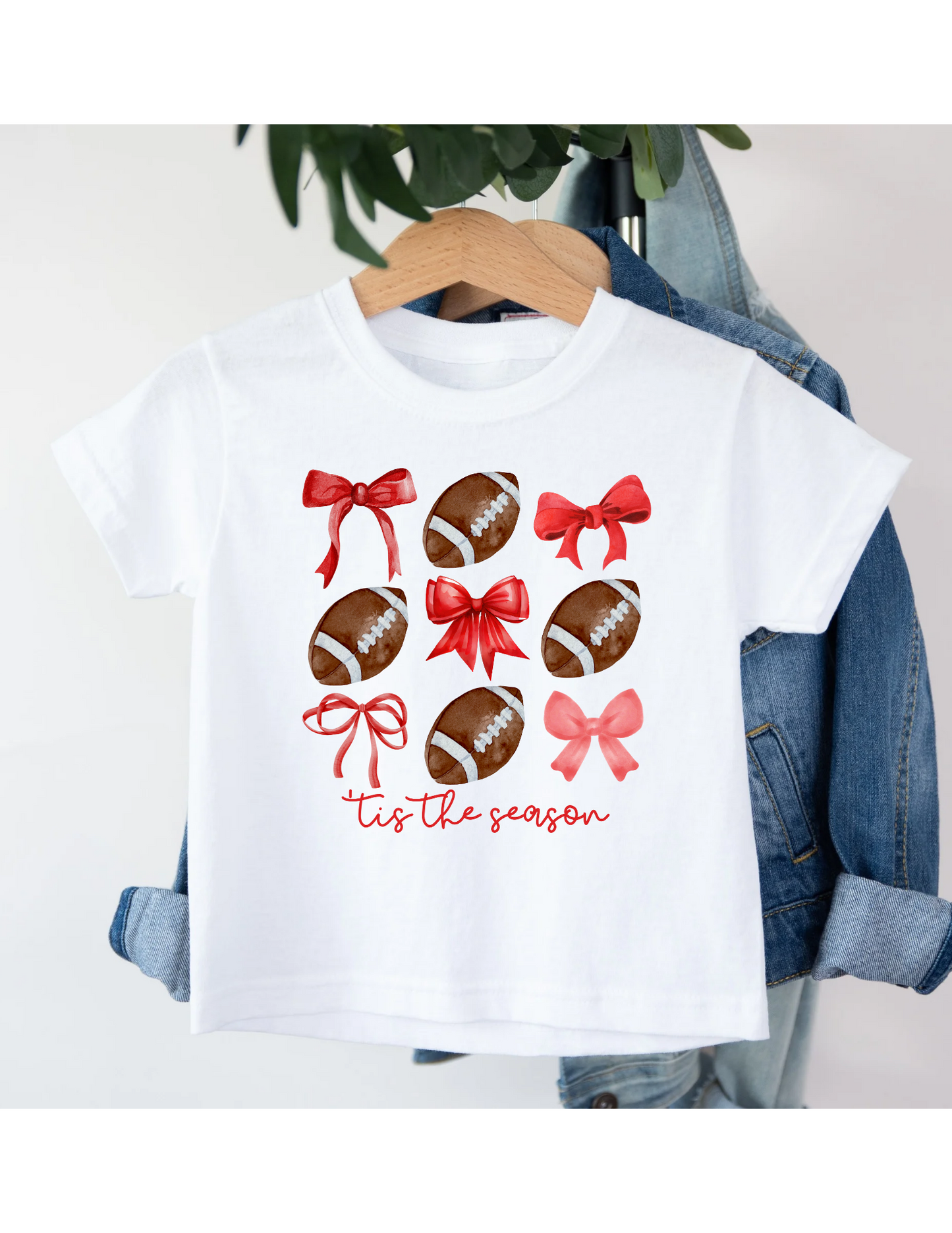 Custom Football & Bow Tee - MUDBUGSBTQ