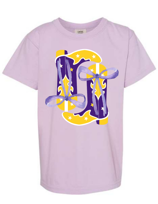Purple & Gold Boots Tee - MUDBUGSBTQ