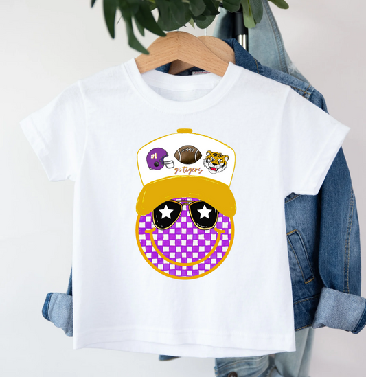 Purple & Gold Smiley Tee - MUDBUGSBTQ
