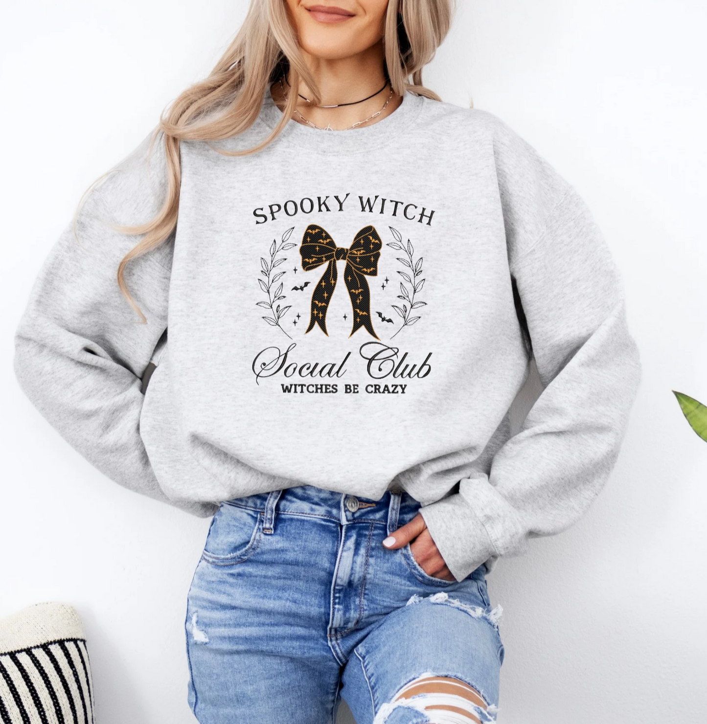 Spooky Witch Social Club Embroidered Sweatshirt - MUDBUGSBTQ