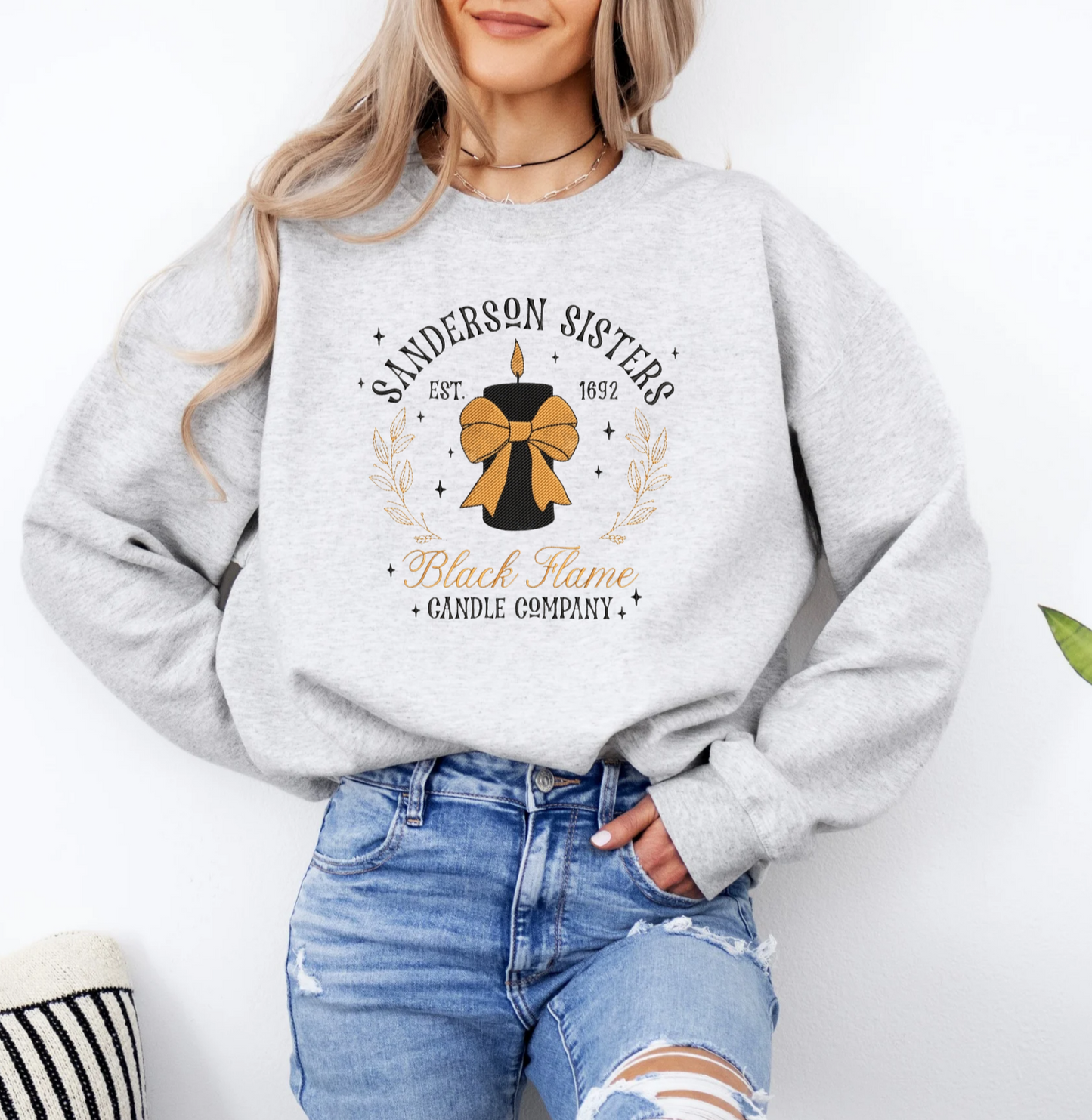 Sanderson Sisters Black Candle Co. Embroidered Sweatshirt - MUDBUGSBTQ