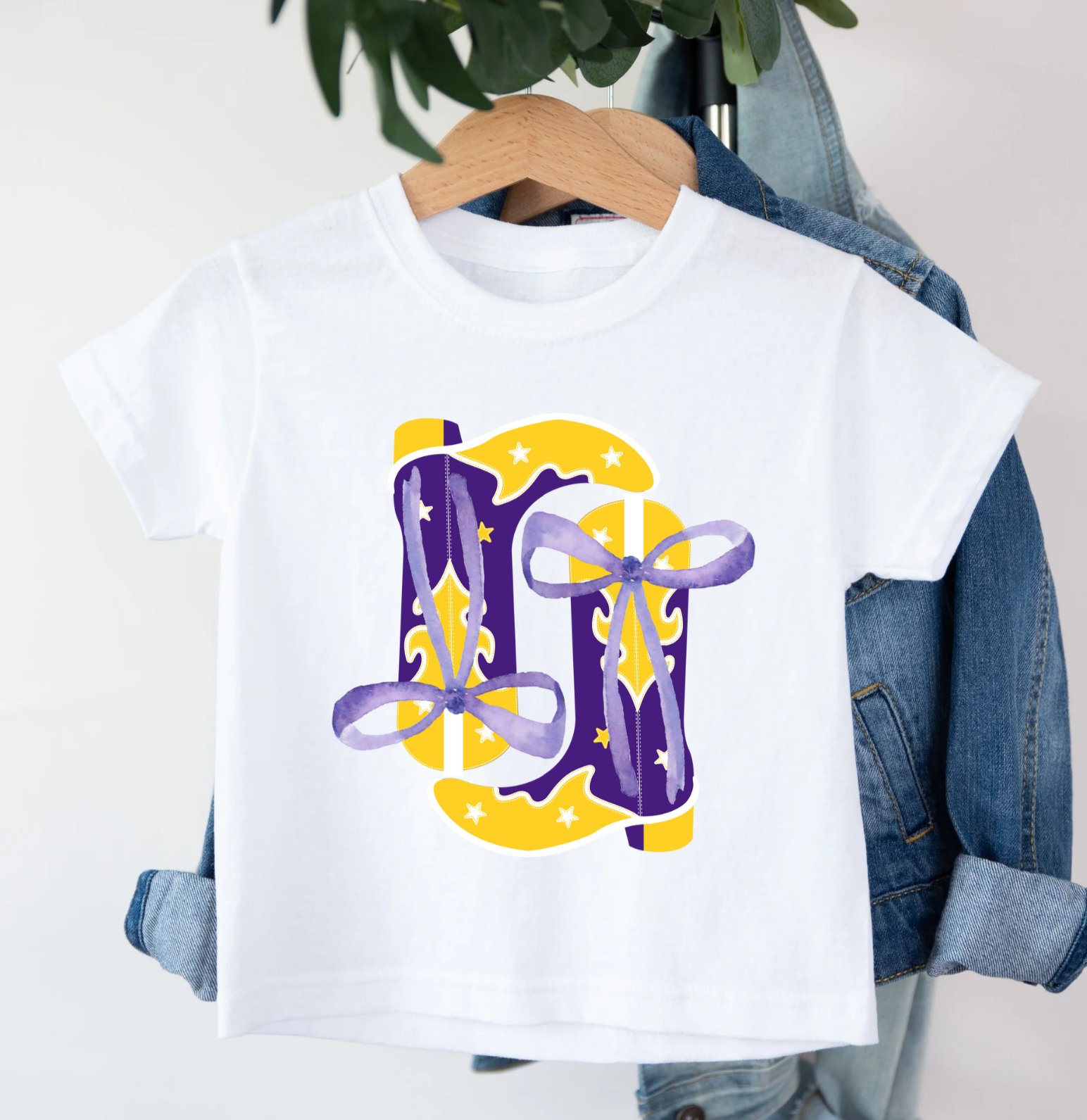 Girls Purple & Gold Boots Tee - MUDBUGSBTQ