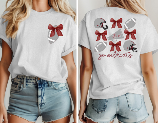 Wildcat Football Bow Tee - MUDBUGSBTQ