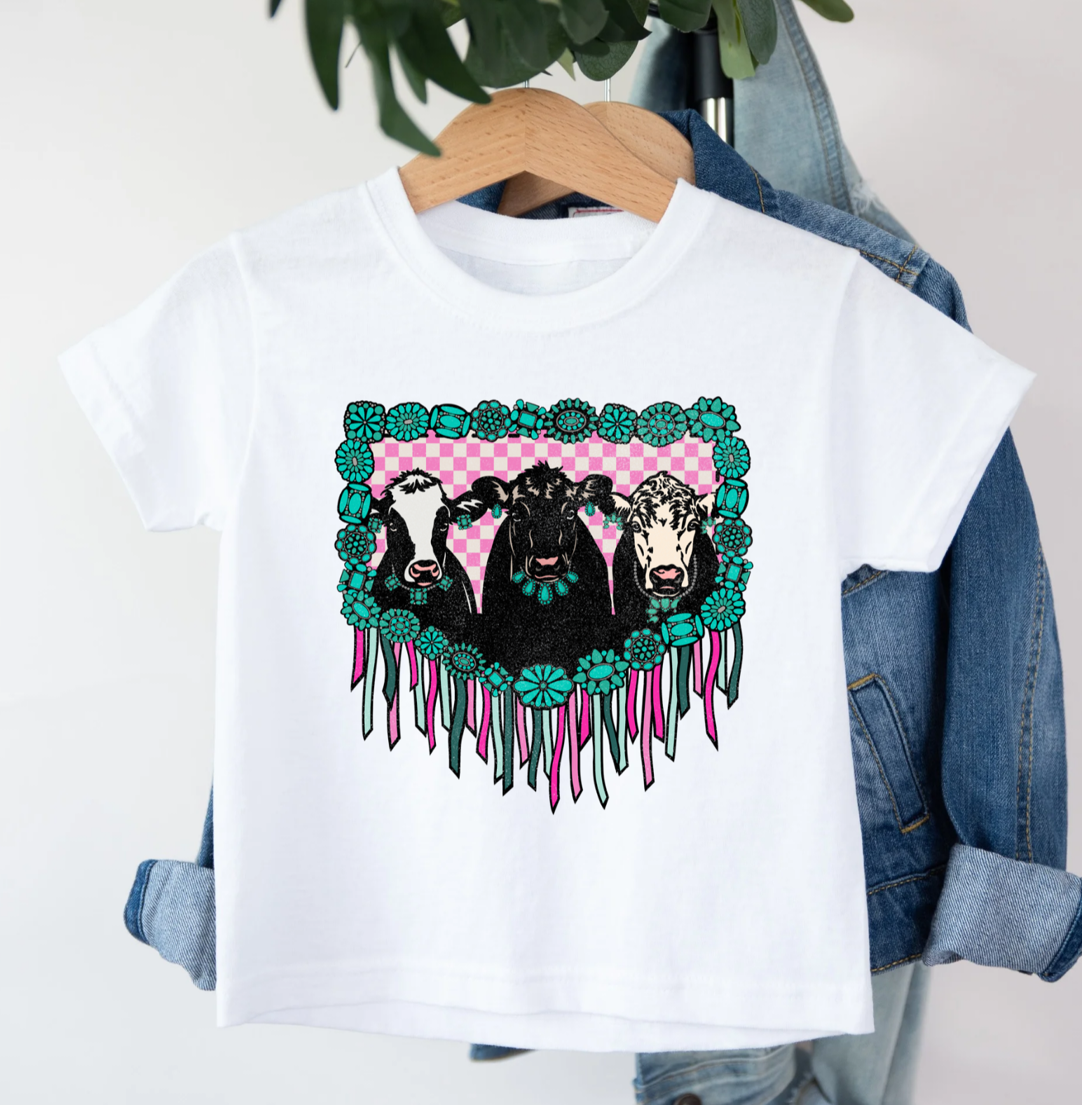 Girls Cow Fringe Tee - MUDBUGSBTQ