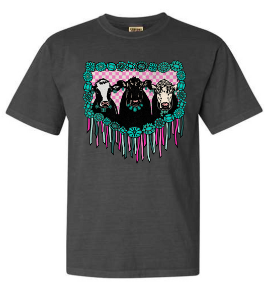 Cute Cow Fringe Tee - MUDBUGSBTQ