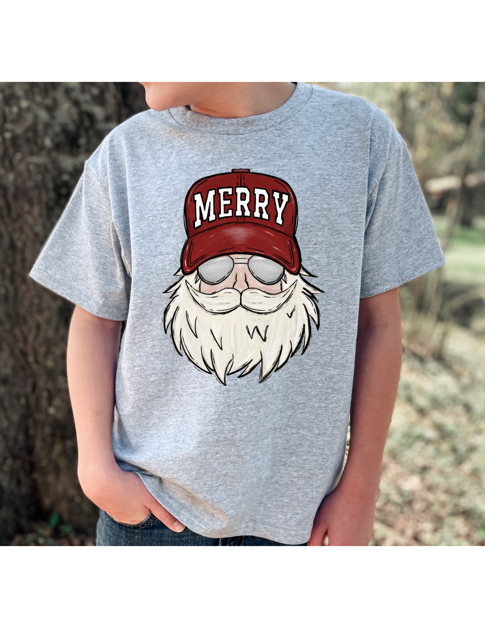 Merry Santa Tee on Ash Gray - MUDBUGSBTQ