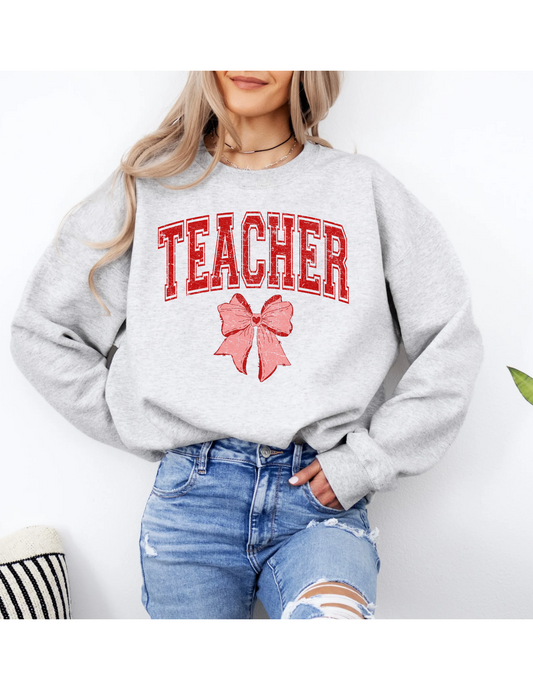Teacher Bow Sweatshirt - MUDBUGSBTQ