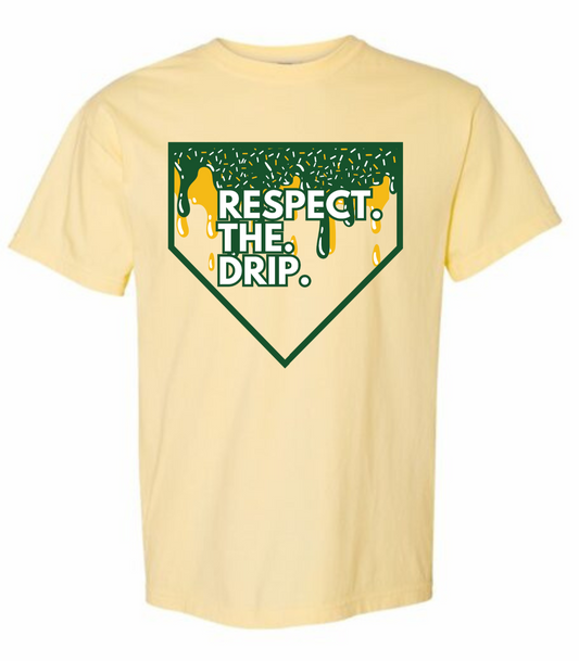 Respect The Drip Tee (green&gold) - MUDBUGSBTQ