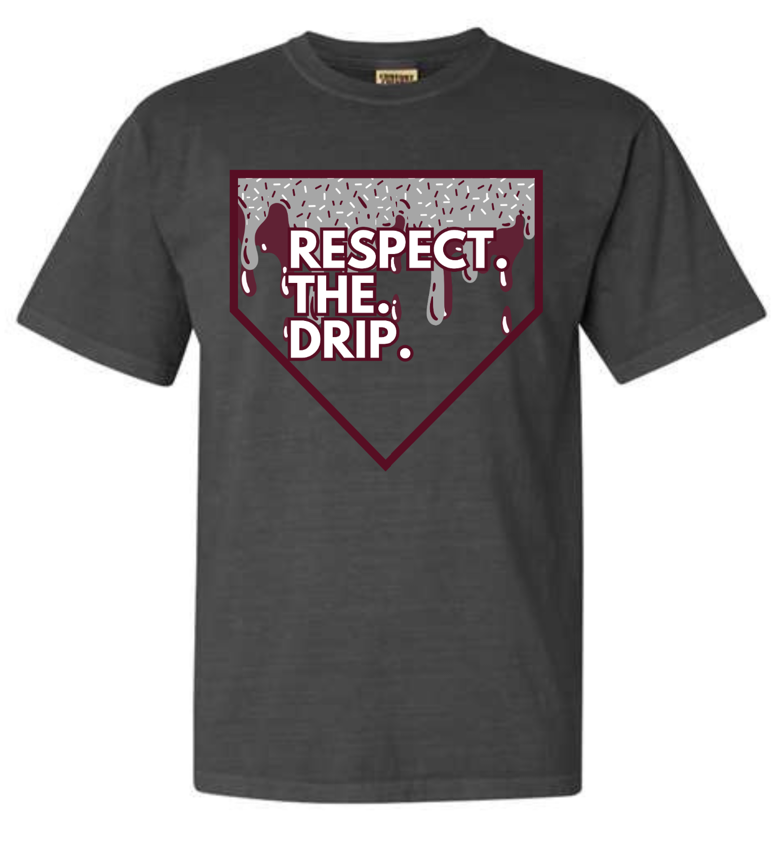 Respect The Drip Tee (maroon&gray) - MUDBUGSBTQ