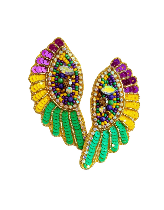 Mardi Gras Wing Earrings - MUDBUGSBTQ
