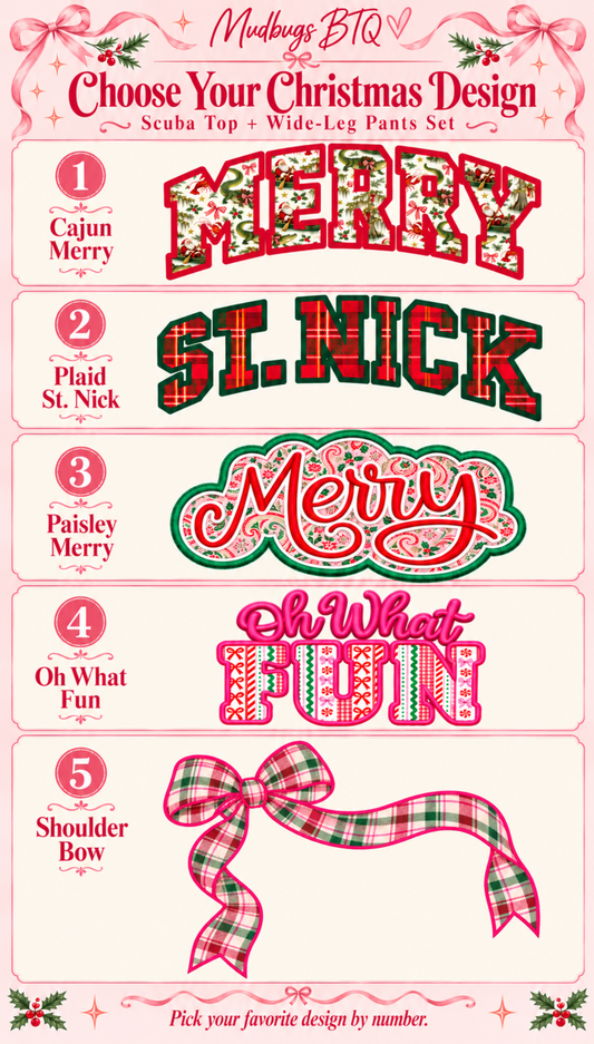 Merry Your Way | Christmas Applique Scuba Set - MUDBUGSBTQ