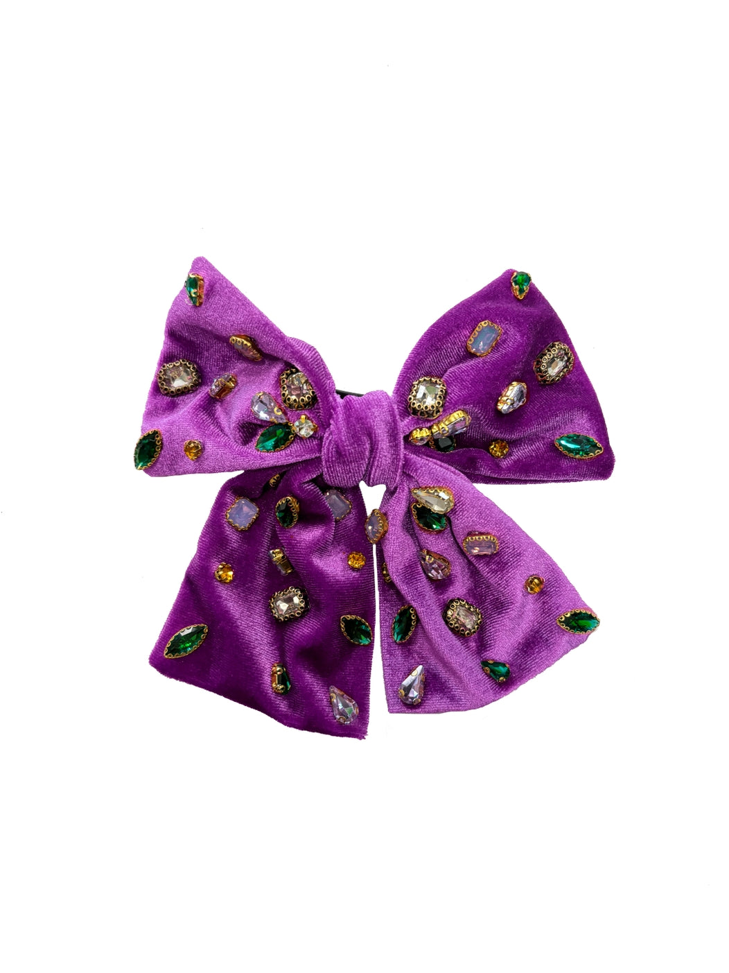 Purple BeJeweled Velvet Bow - MUDBUGSBTQ