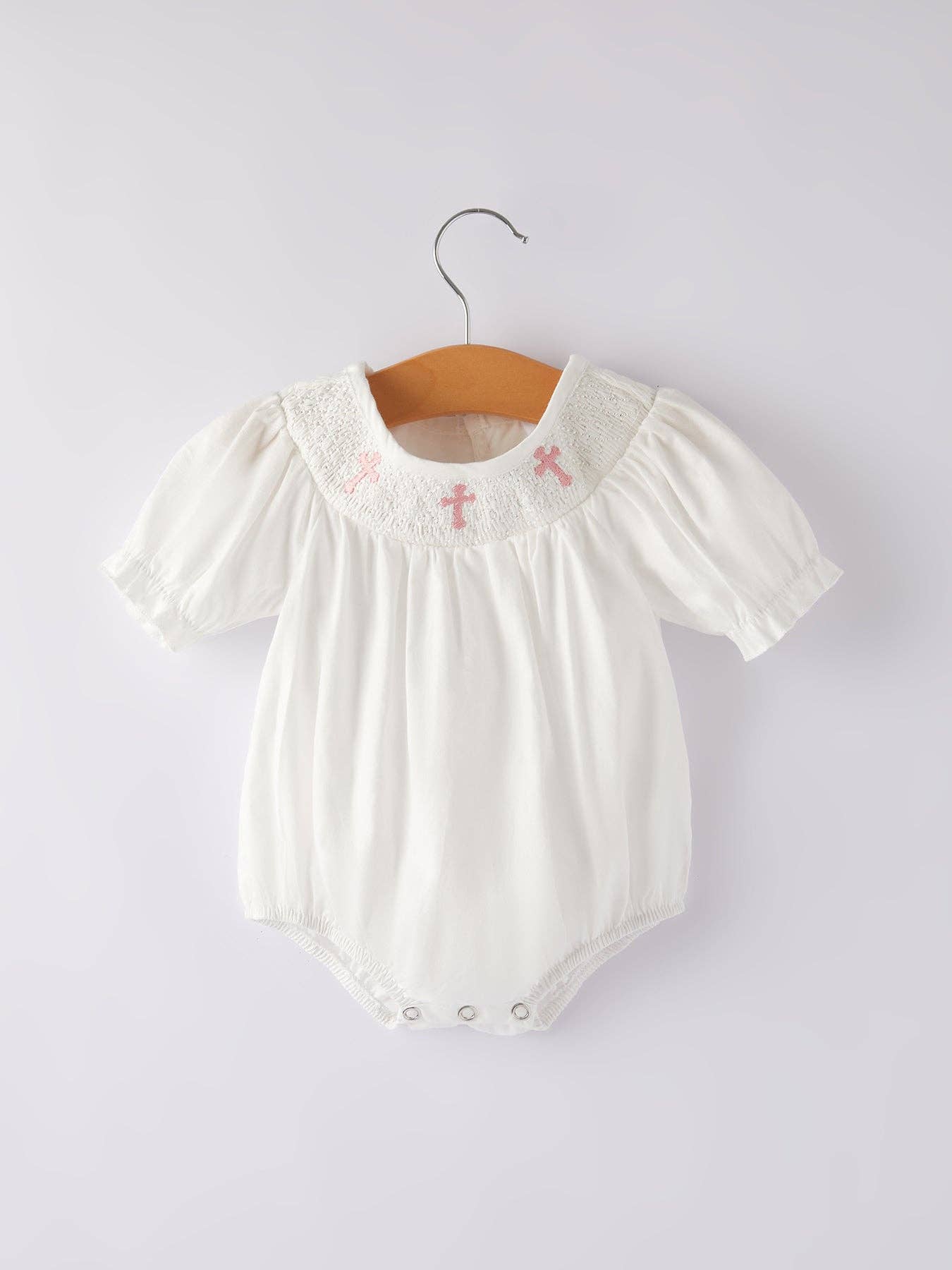 White Chtistening Smocked Romper