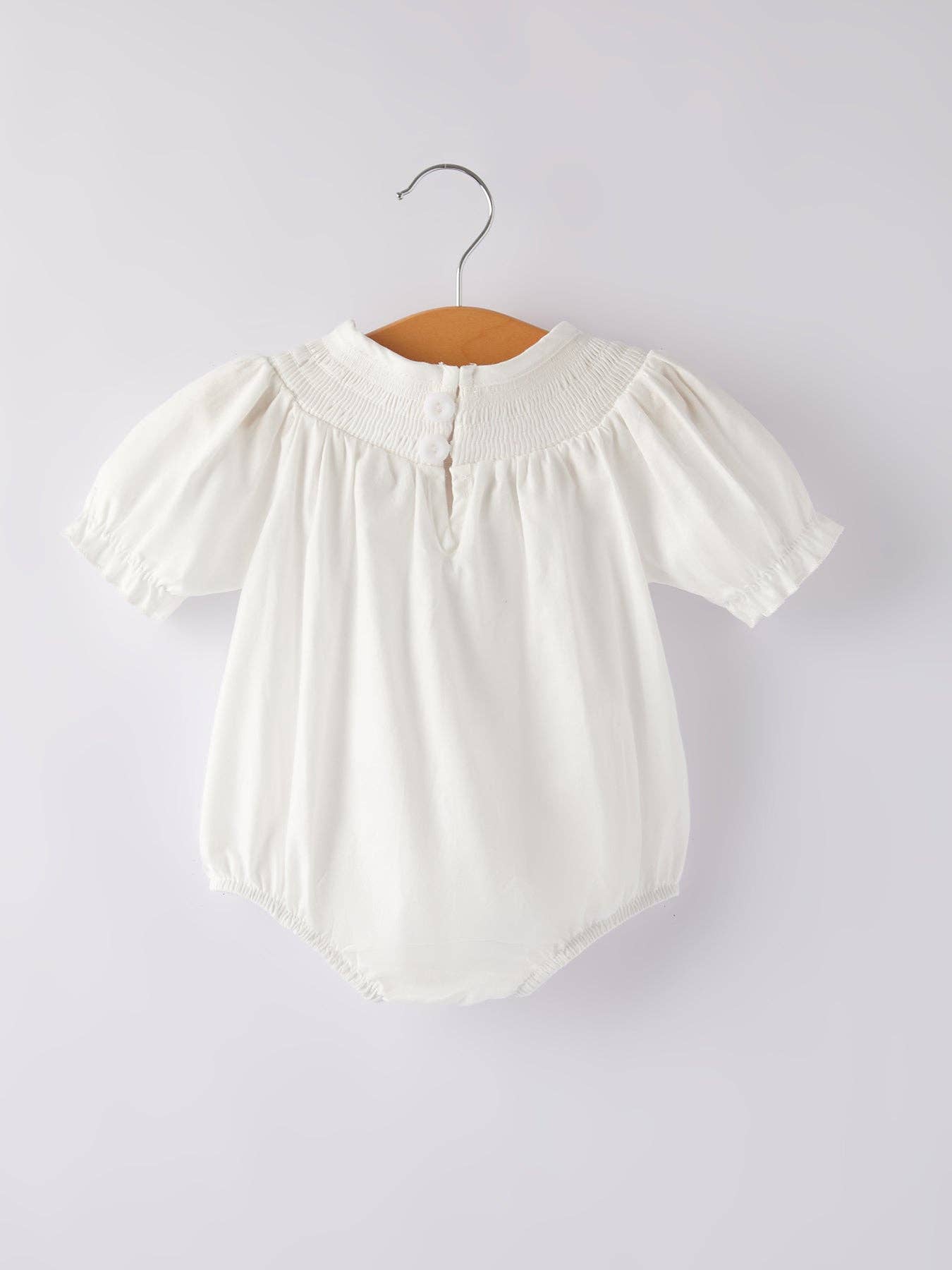 White Chtistening Smocked Romper