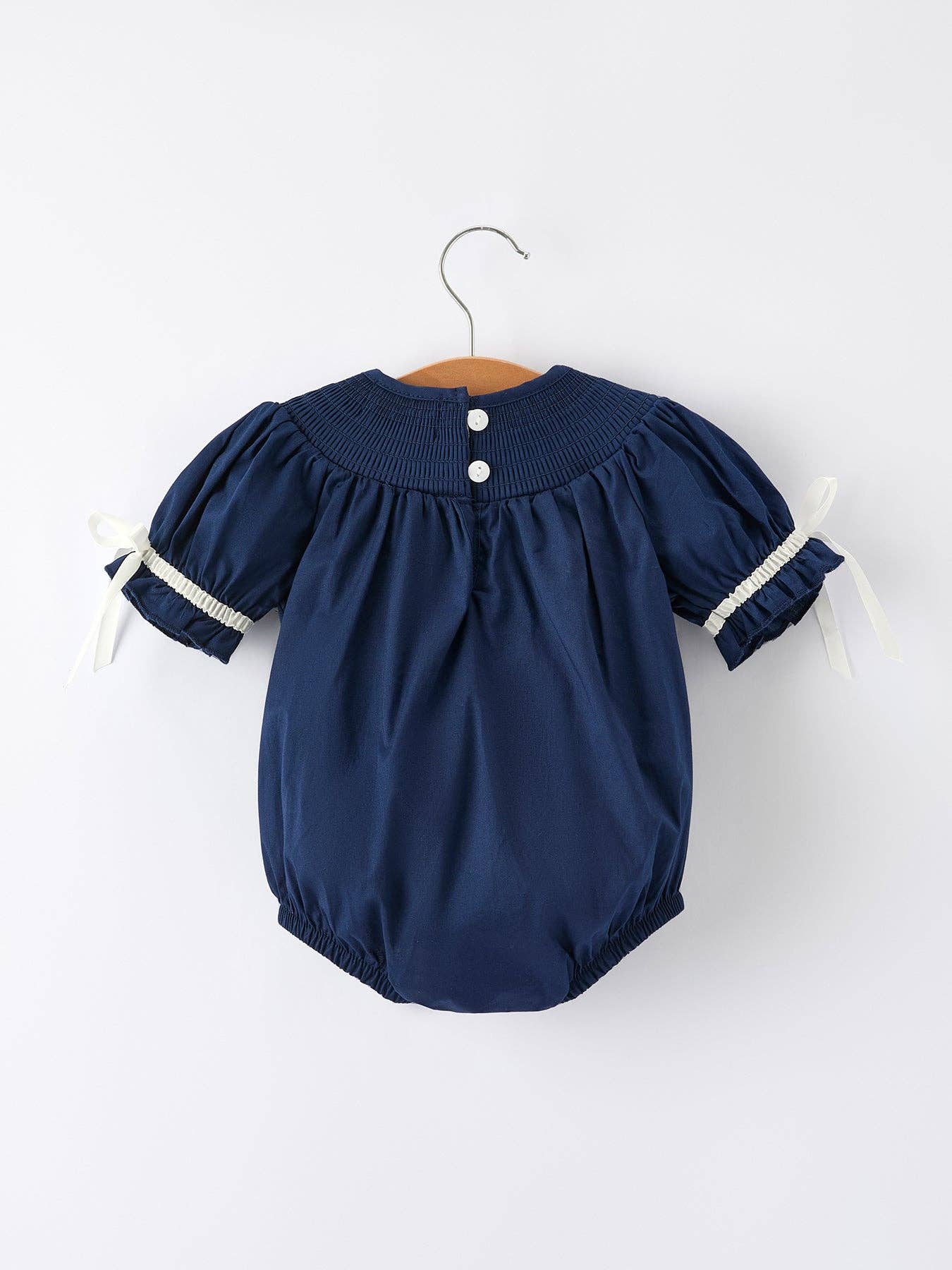 Navy Nativity Smocked Romper