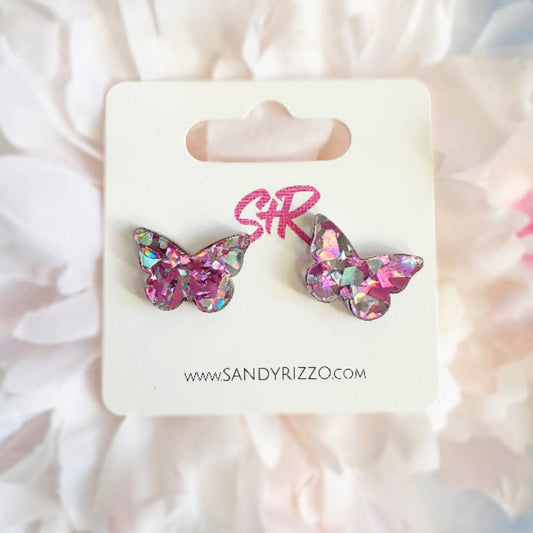 Glitter Butterfly Studs - MUDBUGSBTQ