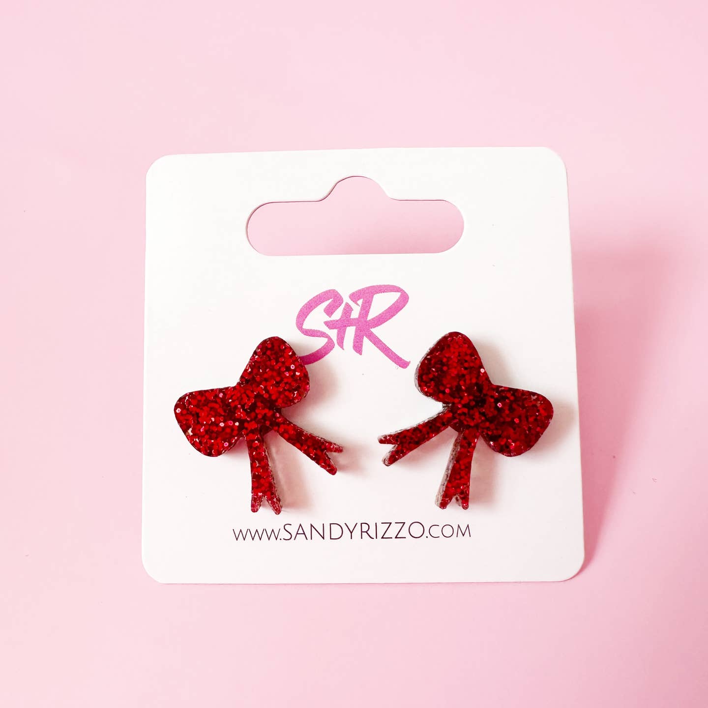 Glitter Red Bow Studs - MUDBUGSBTQ