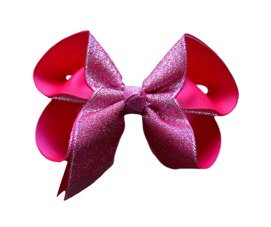 Shocking Pink Glitter Bow - MUDBUGSBTQ